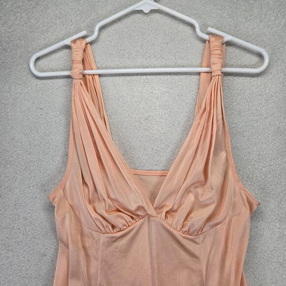 Olivia Lance Vpink  Satin Nightgown Lingerie Chemise L Slip Sheer 80s 90s Vtg - Picture 2 of 12